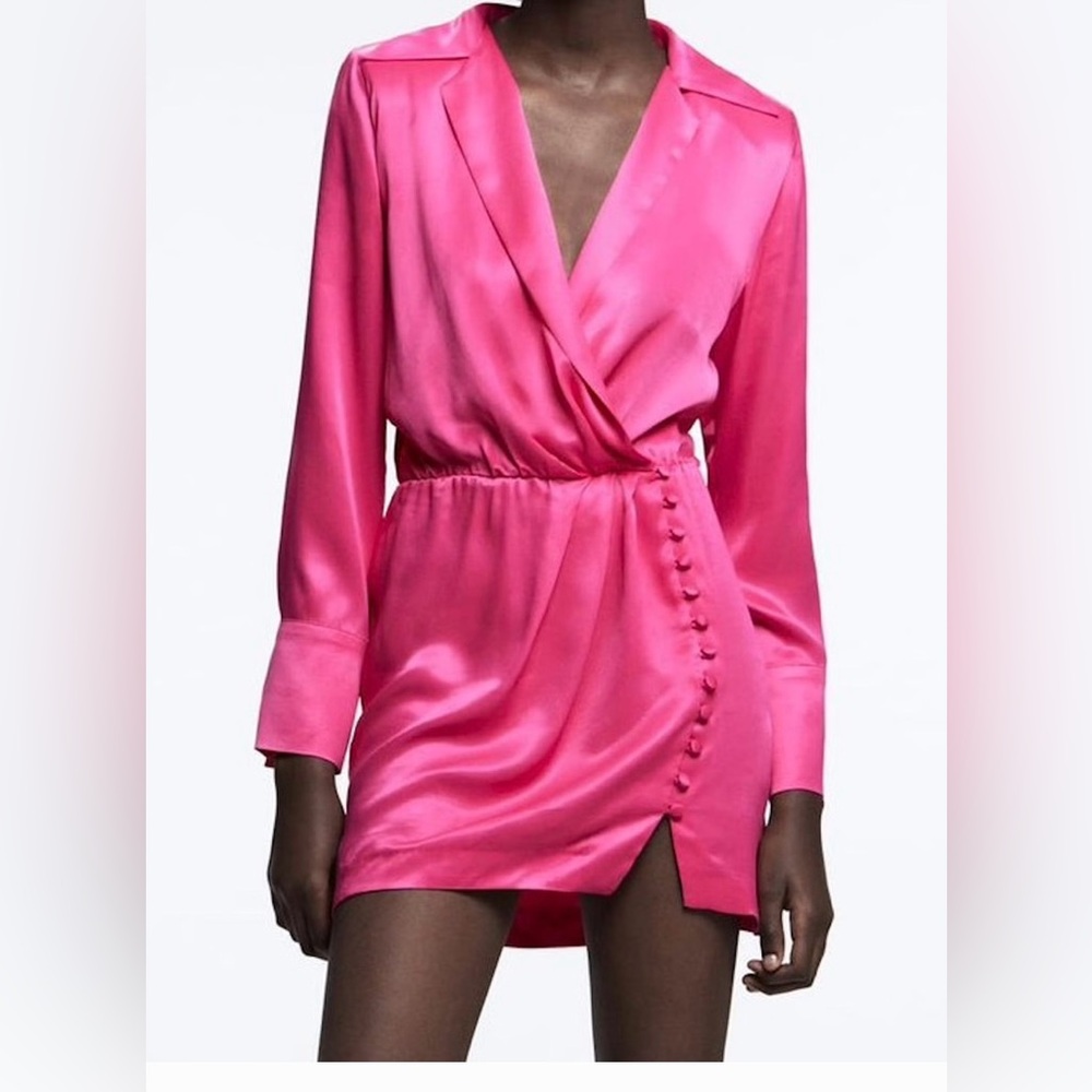 Zara Fuchsia Satin Dress